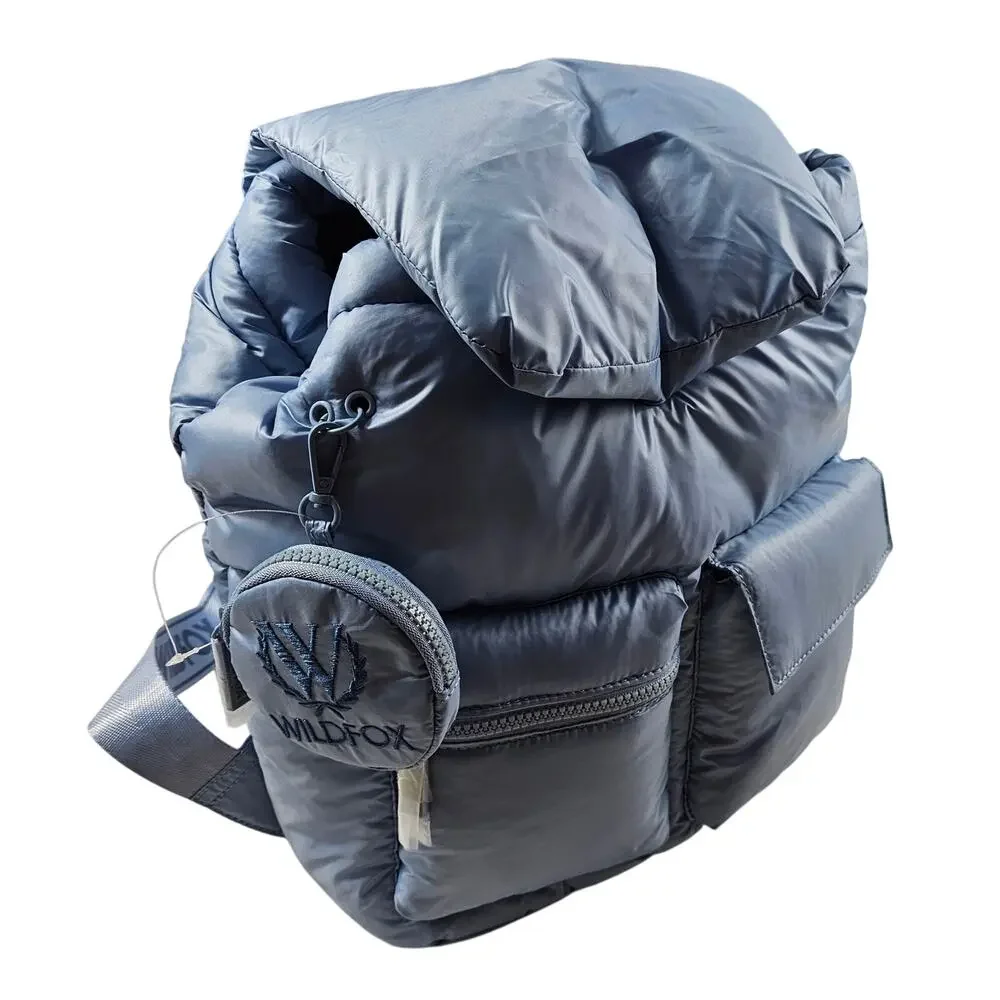 NEW Wildfox Parachute BACKPACK ski board Blue Puffy Nylon HANDBAG Lightweight - Picture 1 of 8